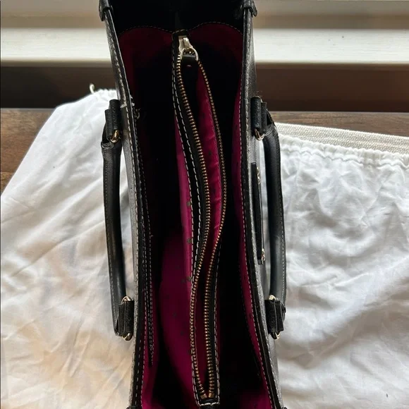 Kate Spade Black Tote Bag with gold Accents - Picture 3 of 10